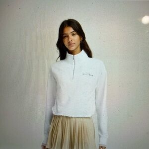 Wilson Davenport cropped half zip white size M